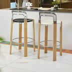 Contemporary Acrylic Wooden Frame Low Back Bar Stools