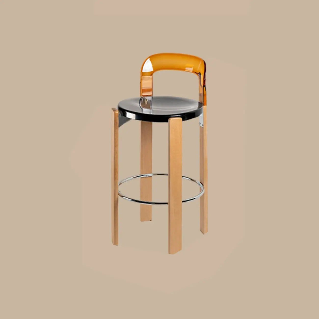 Contemporary Acrylic Wooden Frame Low Back Bar Stools