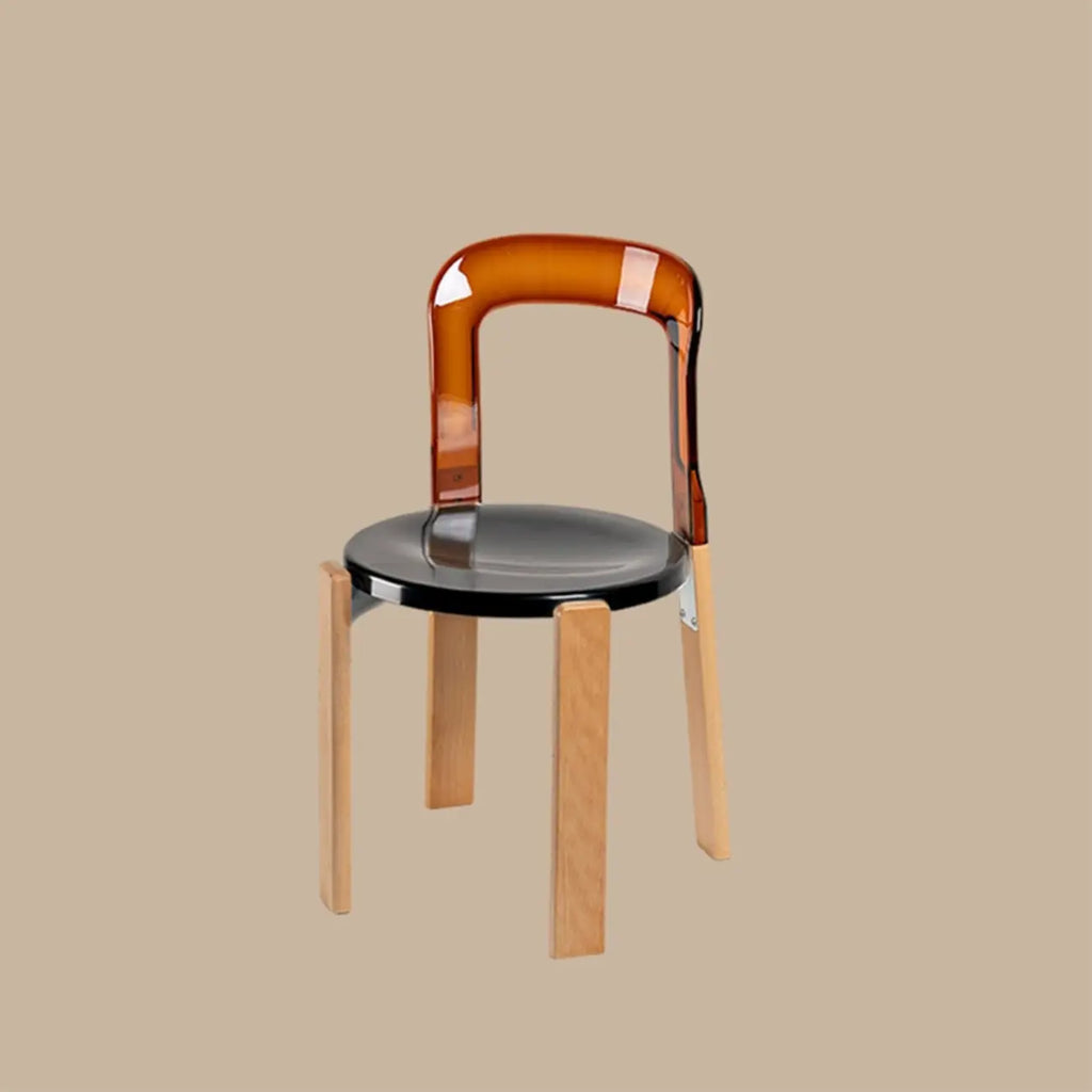Contemporary Acrylic Wooden Frame Low Back Bar Stools