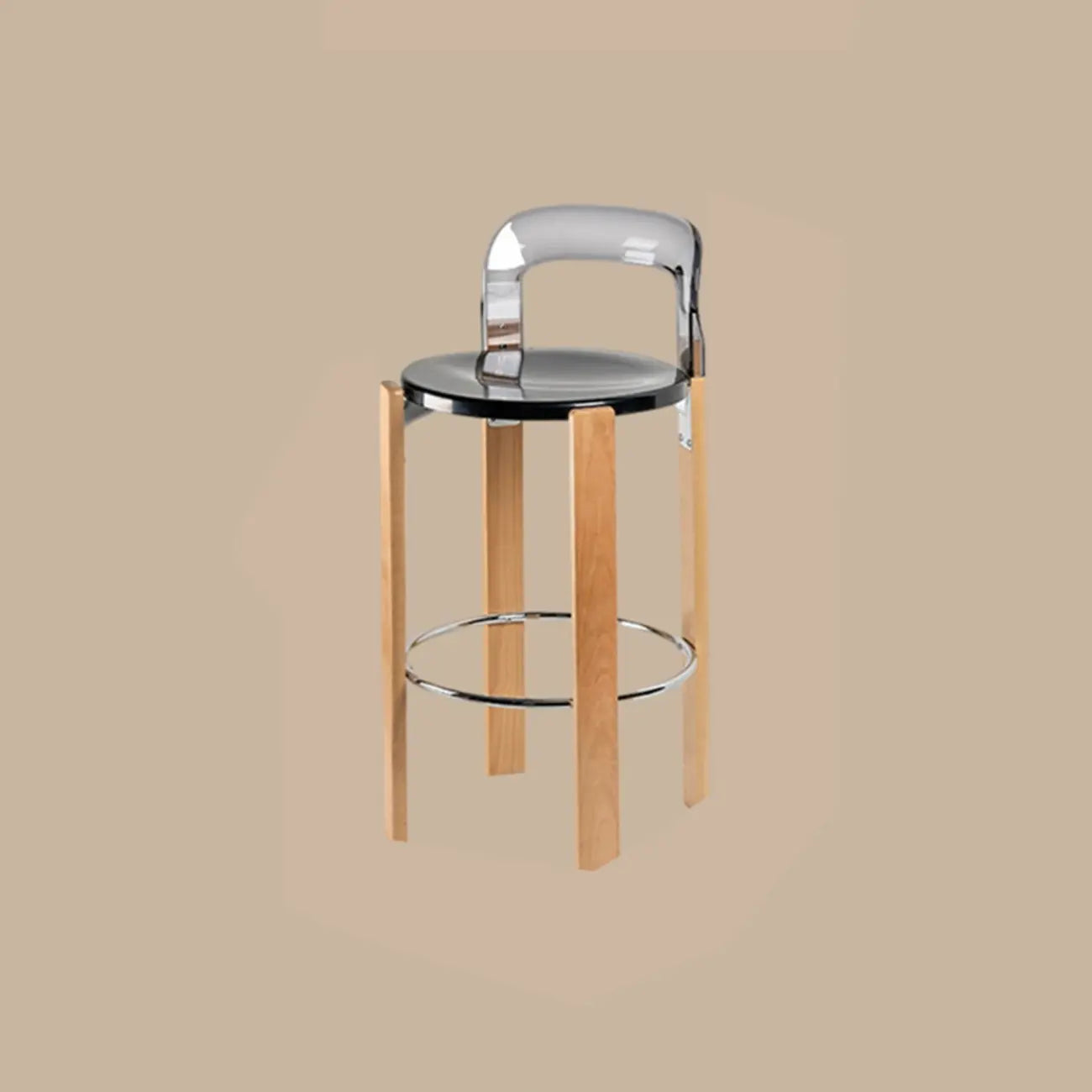 Contemporary Acrylic Wooden Frame Low Back Bar Stools