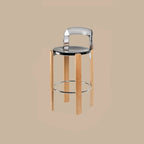 Contemporary Acrylic Wooden Frame Low Back Bar Stools