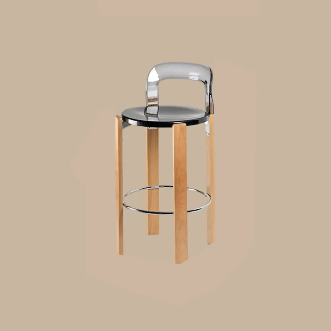 Contemporary Acrylic Wooden Frame Low Back Bar Stools