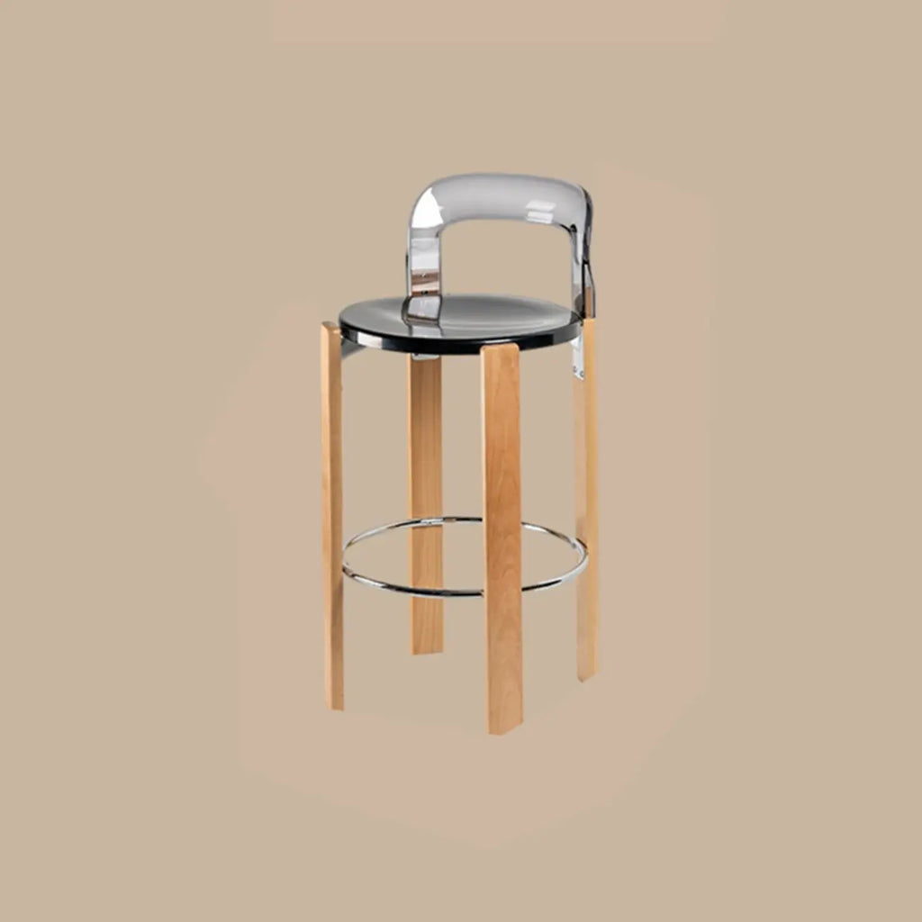 Contemporary Acrylic Wooden Frame Low Back Bar Stools
