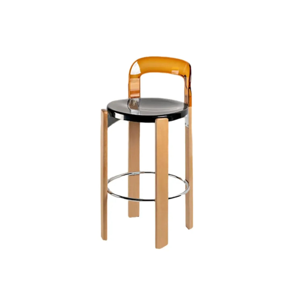 Contemporary Acrylic Wooden Frame Low Back Bar Stools