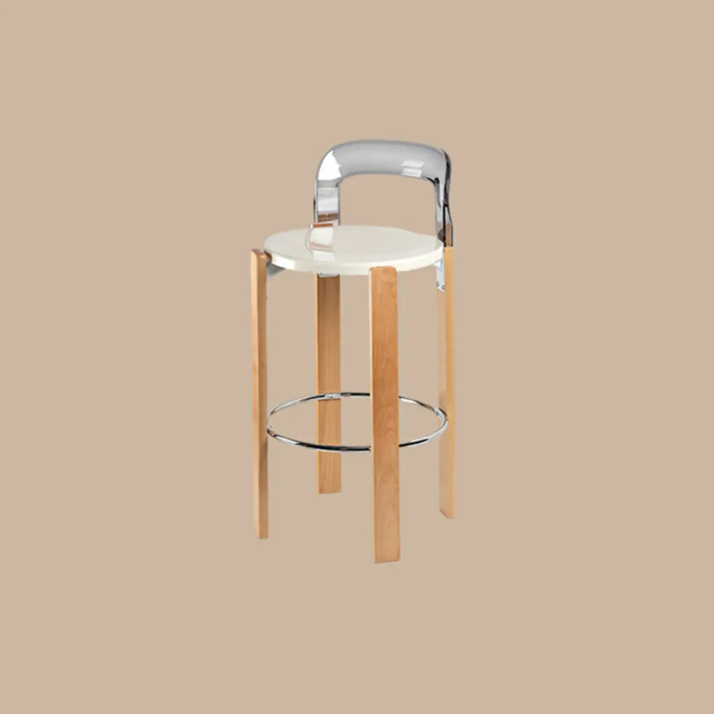 Contemporary Acrylic Wooden Frame Low Back Bar Stools