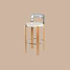 Contemporary Acrylic Wooden Frame Low Back Bar Stools