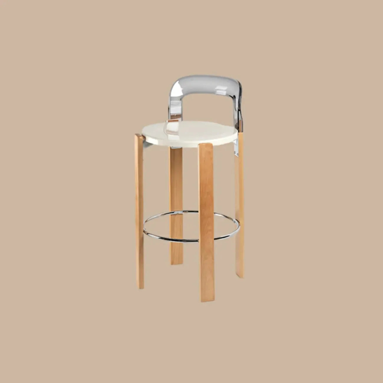 Contemporary Acrylic Wooden Frame Low Back Bar Stools