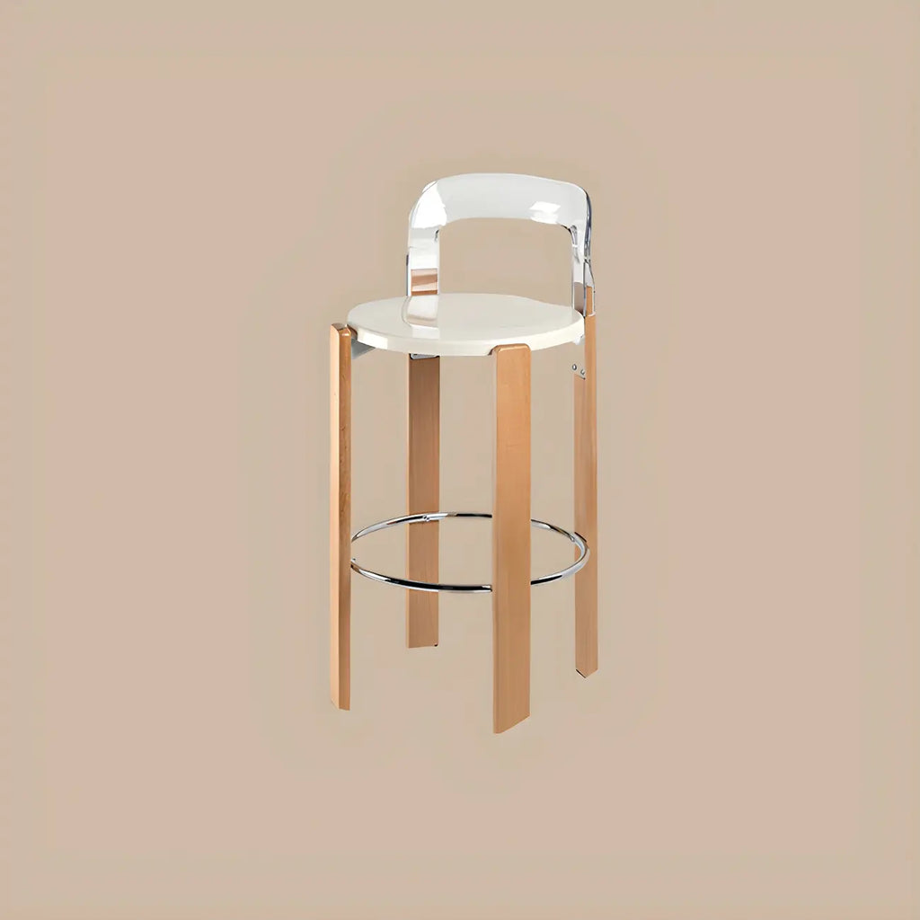 Contemporary Acrylic Wooden Frame Low Back Bar Stools