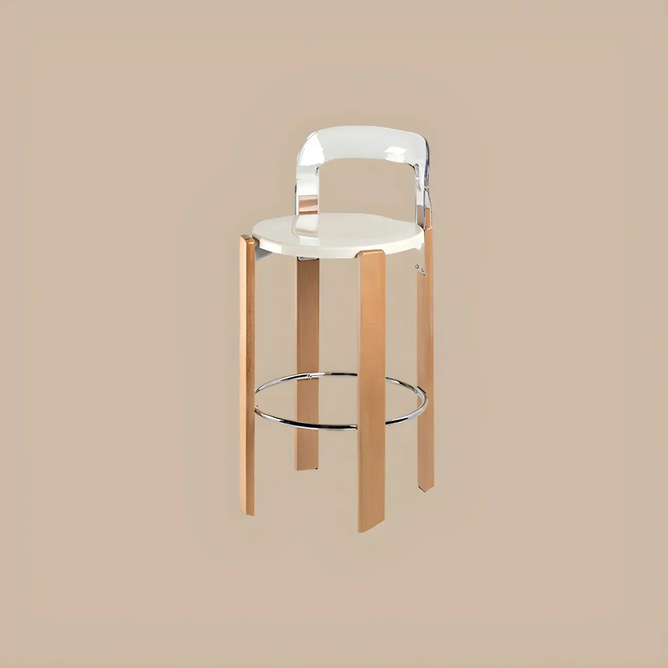 Contemporary Acrylic Wooden Frame Low Back Bar Stools