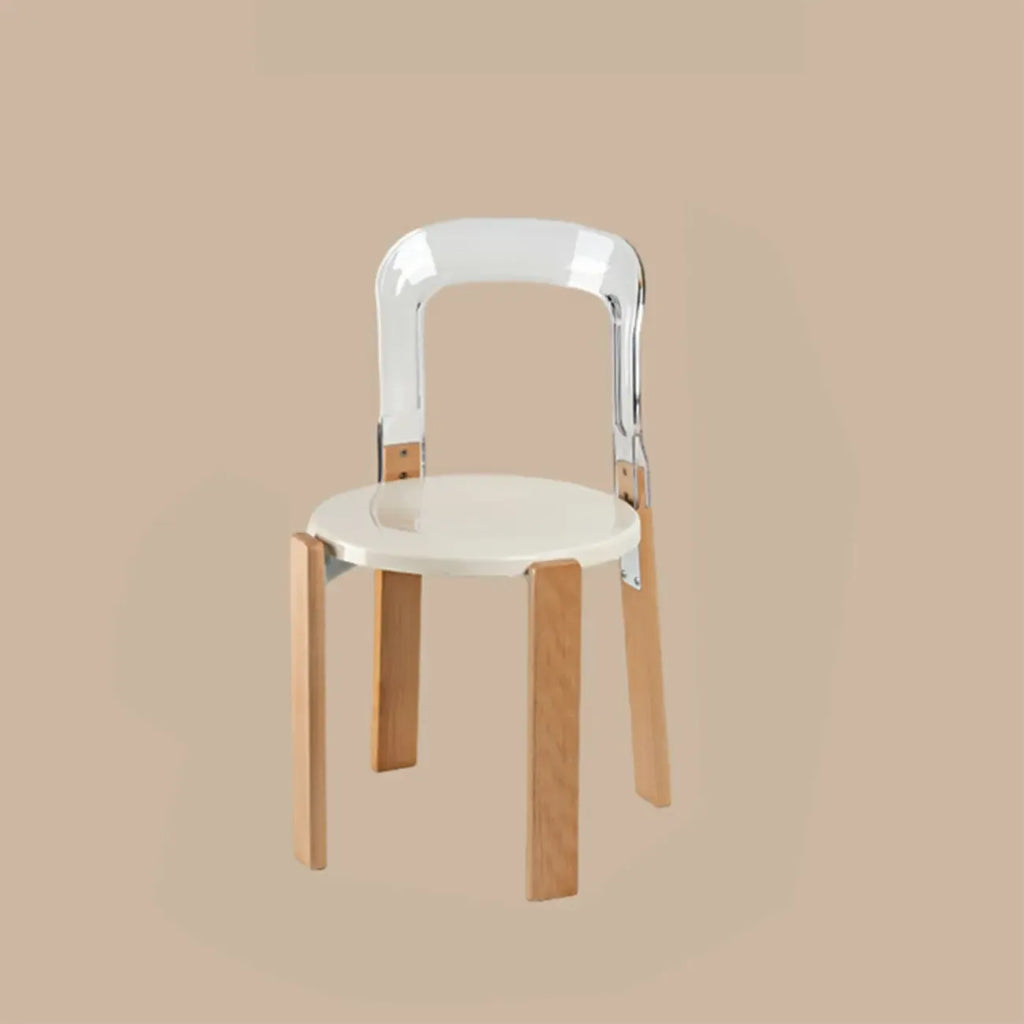 Contemporary Acrylic Wooden Frame Low Back Bar Stools