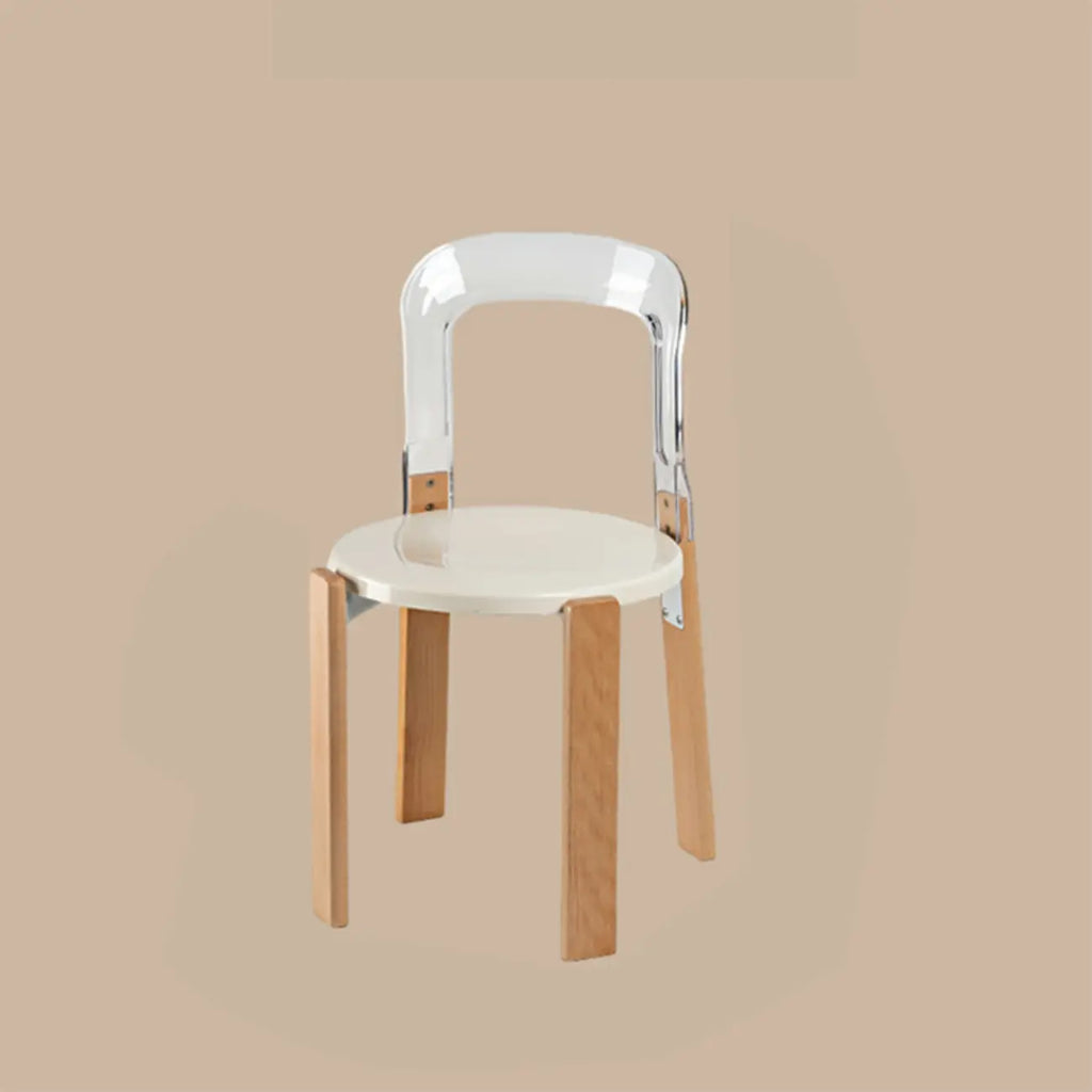 Contemporary Acrylic Wooden Frame Low Back Bar Stools