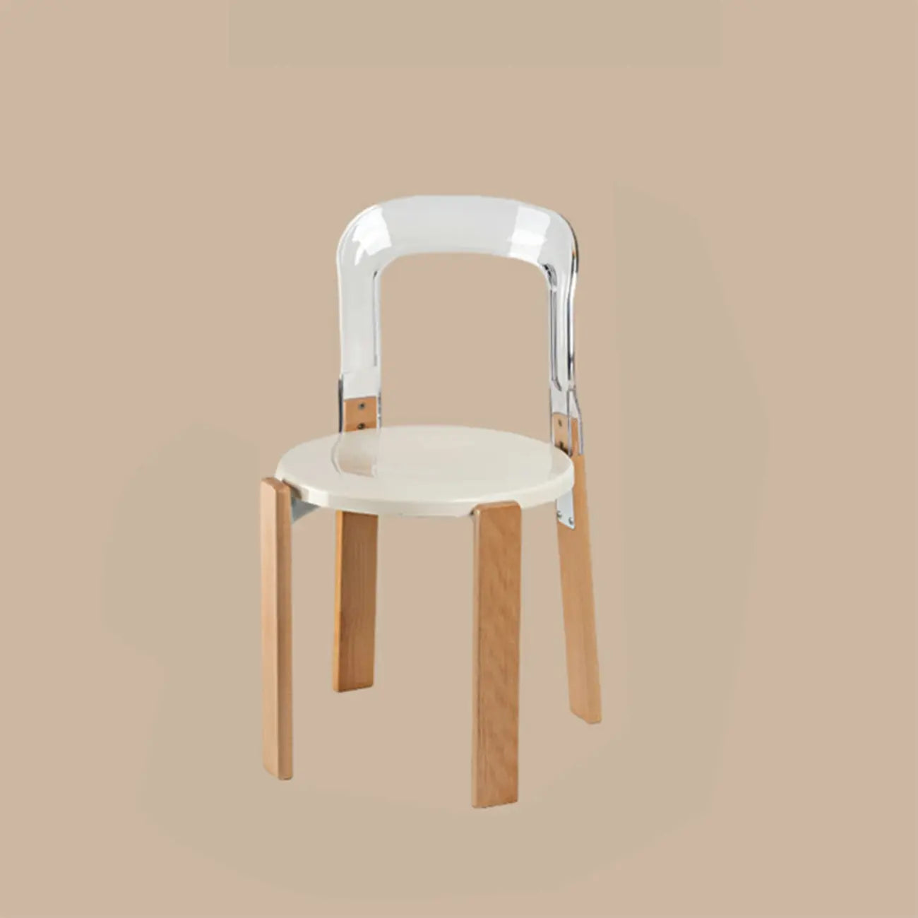 Contemporary Acrylic Wooden Frame Low Back Bar Stools