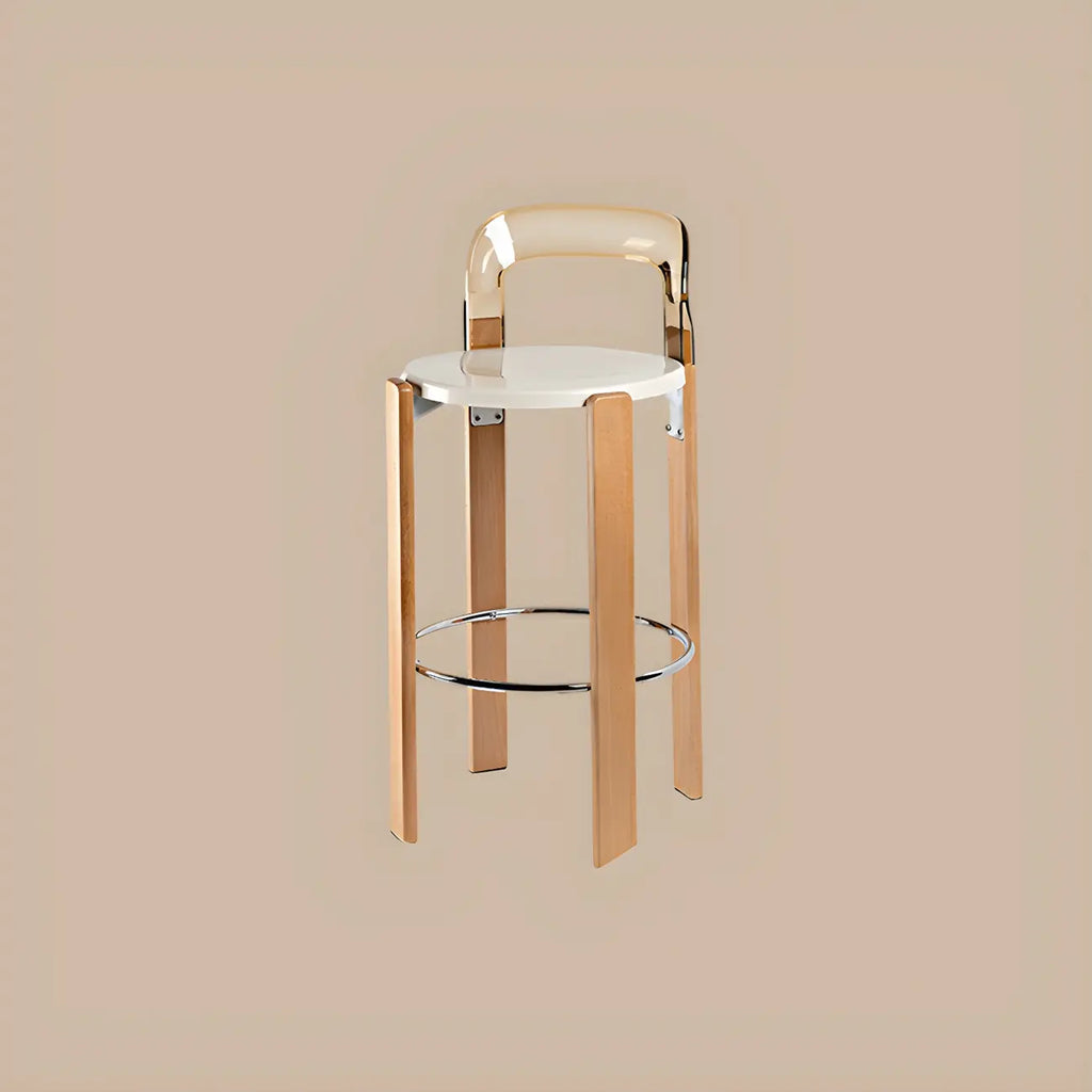 Contemporary Acrylic Wooden Frame Low Back Bar Stools