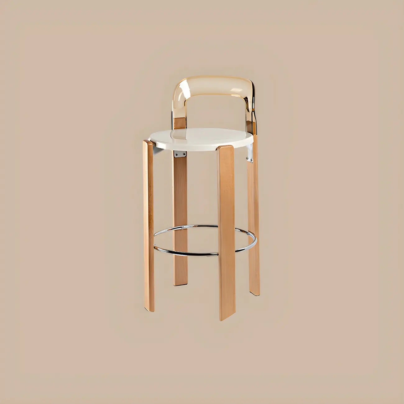 Contemporary Acrylic Wooden Frame Low Back Bar Stools