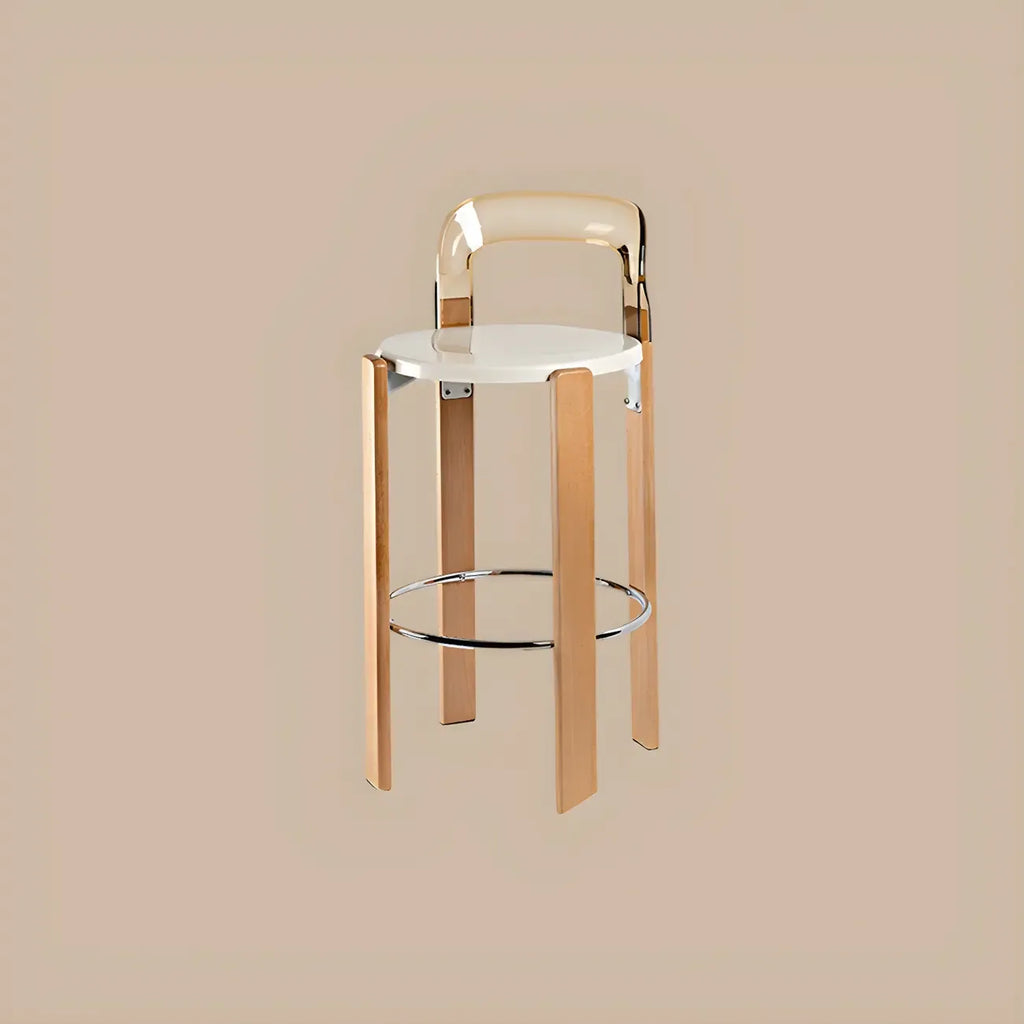 Contemporary Acrylic Wooden Frame Low Back Bar Stools