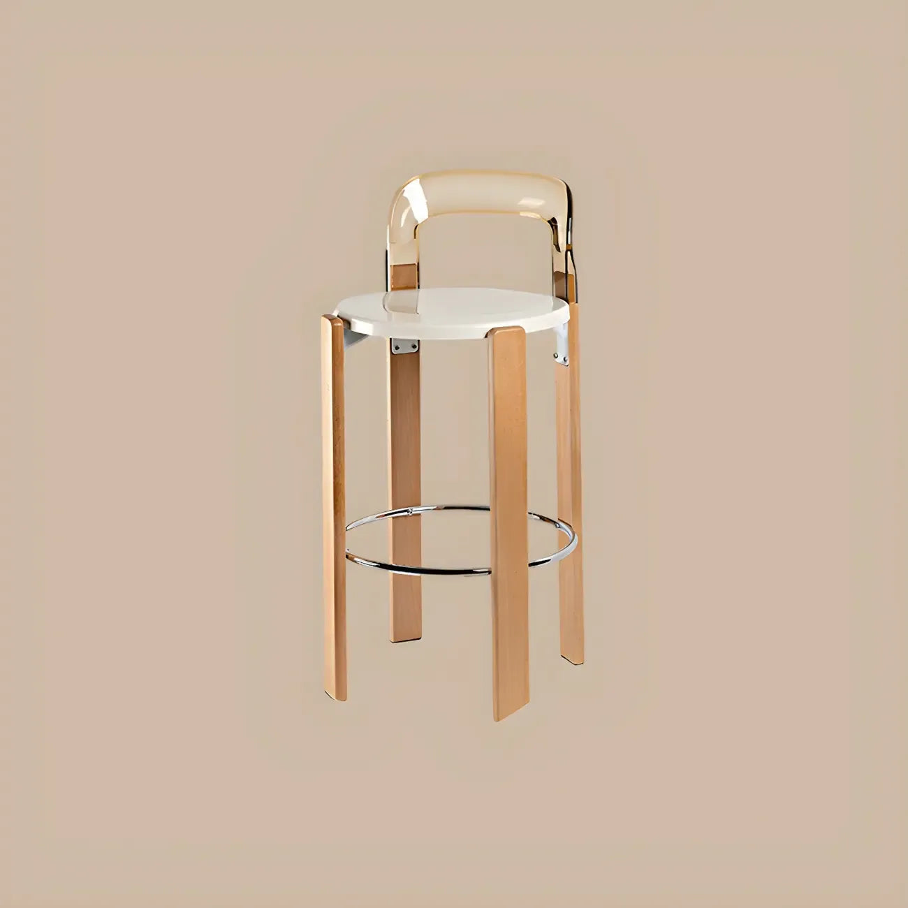 Contemporary Acrylic Wooden Frame Low Back Bar Stools