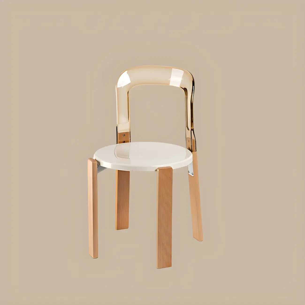 Contemporary Acrylic Wooden Frame Low Back Bar Stools