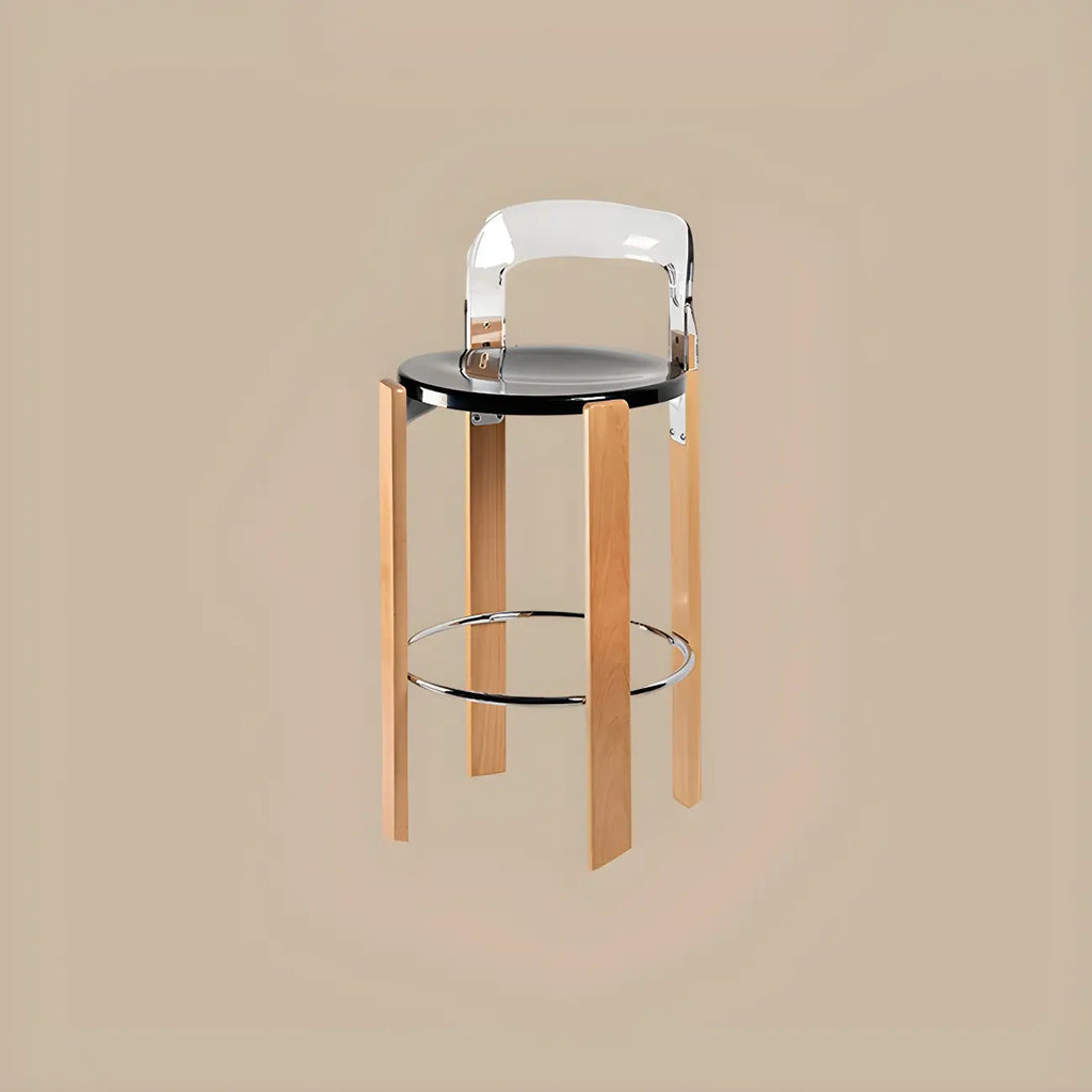 Contemporary Acrylic Wooden Frame Low Back Bar Stools