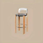 Contemporary Acrylic Wooden Frame Low Back Bar Stools