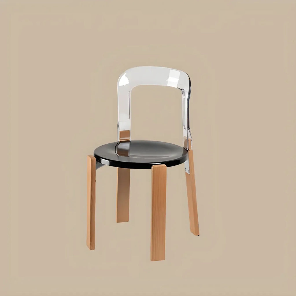 Contemporary Acrylic Wooden Frame Low Back Bar Stools