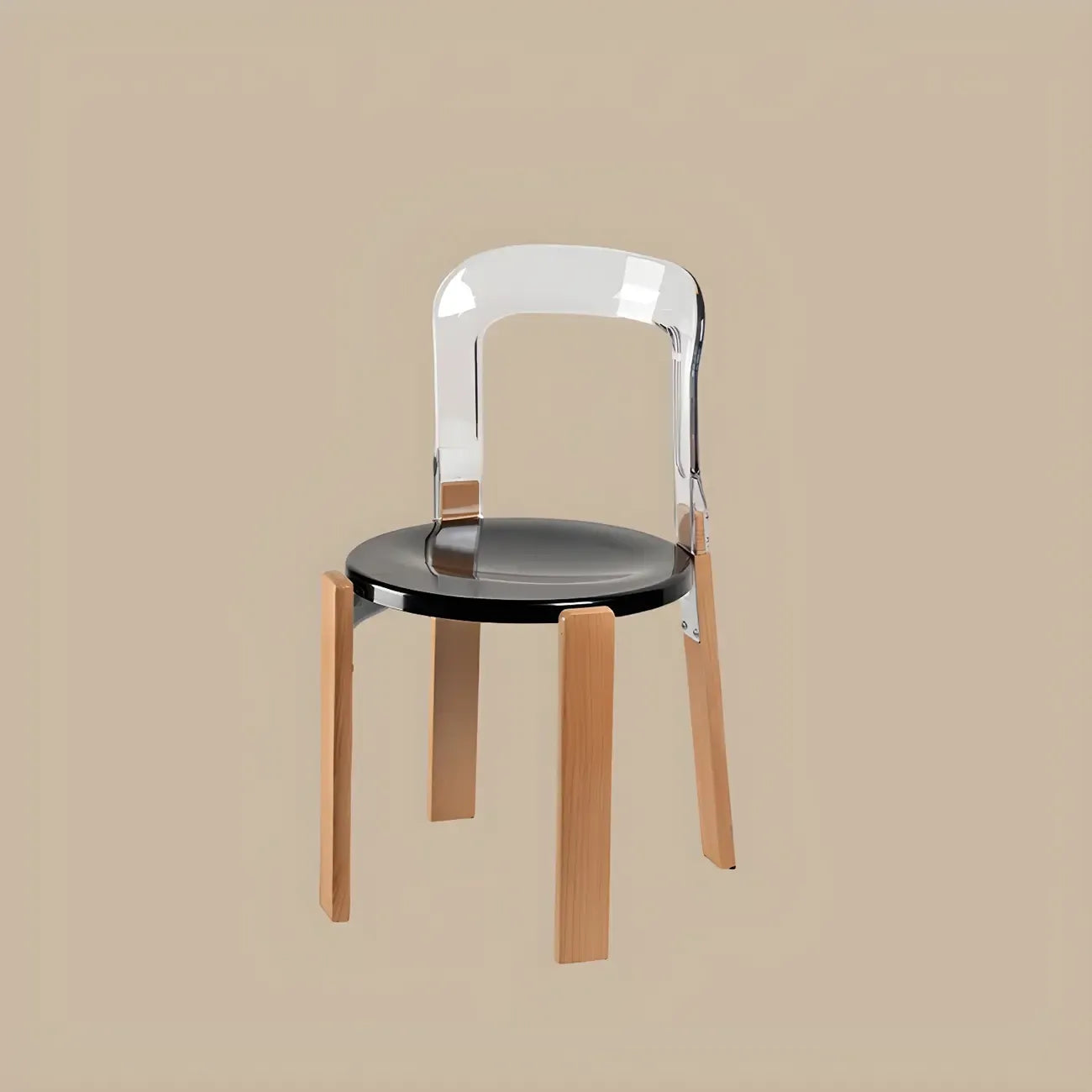 Contemporary Acrylic Wooden Frame Low Back Bar Stools
