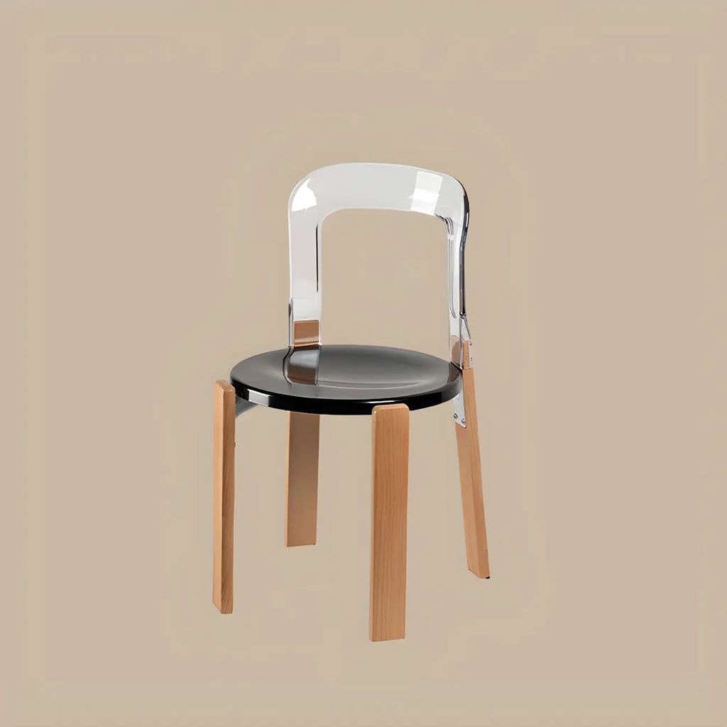 Contemporary Acrylic Wooden Frame Low Back Bar Stools
