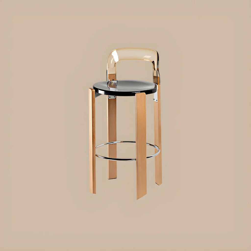 Contemporary Acrylic Wooden Frame Low Back Bar Stools