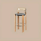 Contemporary Acrylic Wooden Frame Low Back Bar Stools
