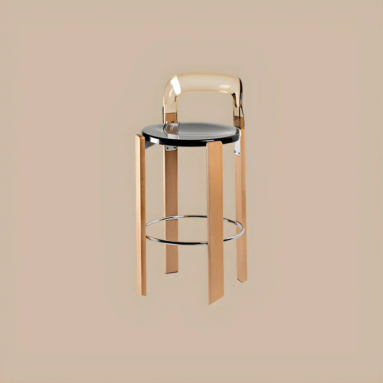 Contemporary Acrylic Wooden Frame Low Back Bar Stools