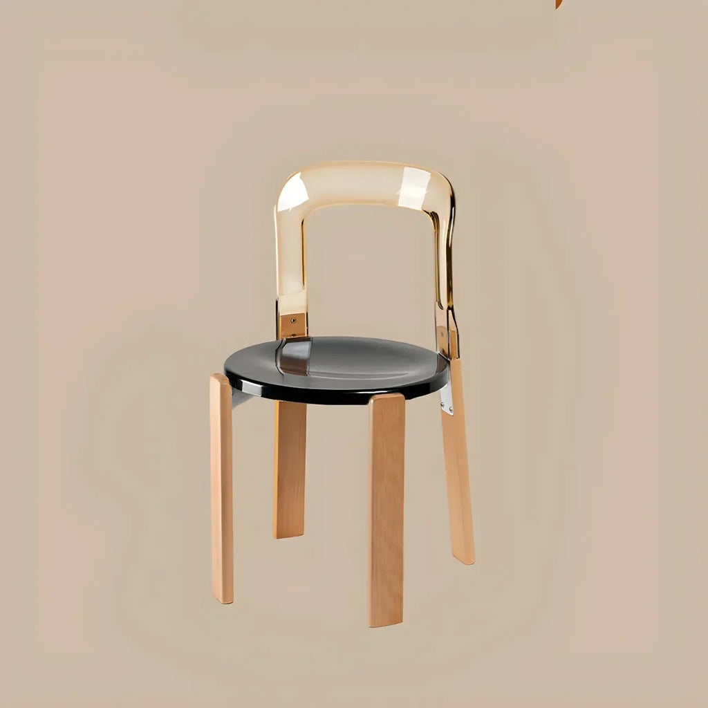 Contemporary Acrylic Wooden Frame Low Back Bar Stools