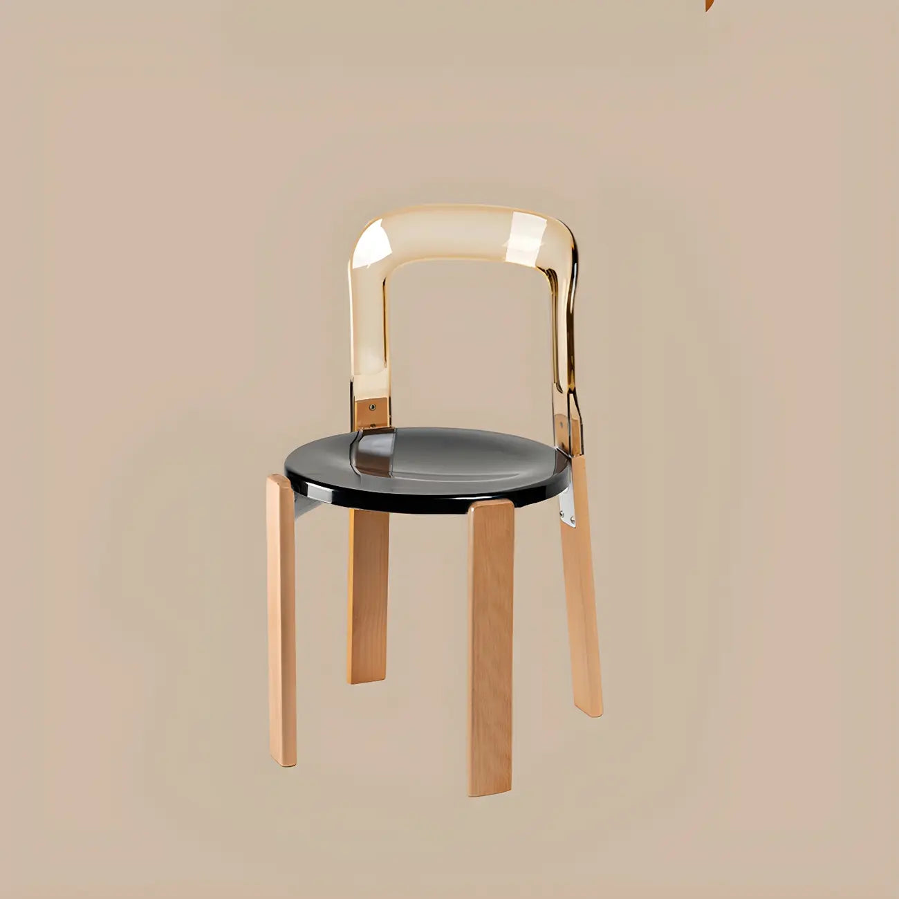 Contemporary Acrylic Wooden Frame Low Back Bar Stools