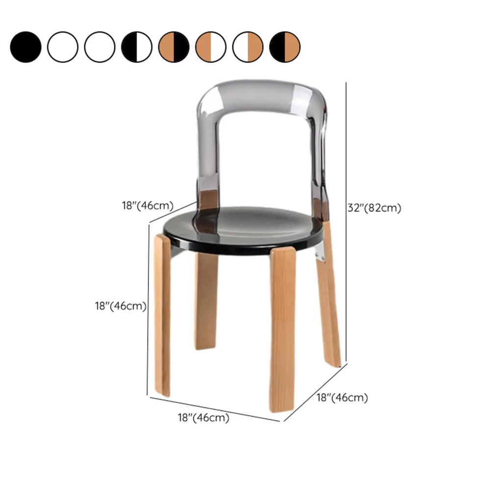 Contemporary Acrylic Wooden Frame Low Back Bar Stools