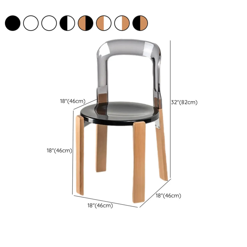 Contemporary Acrylic Wooden Frame Low Back Bar Stools