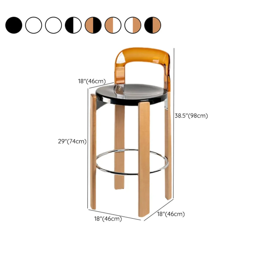 Contemporary Acrylic Wooden Frame Low Back Bar Stools