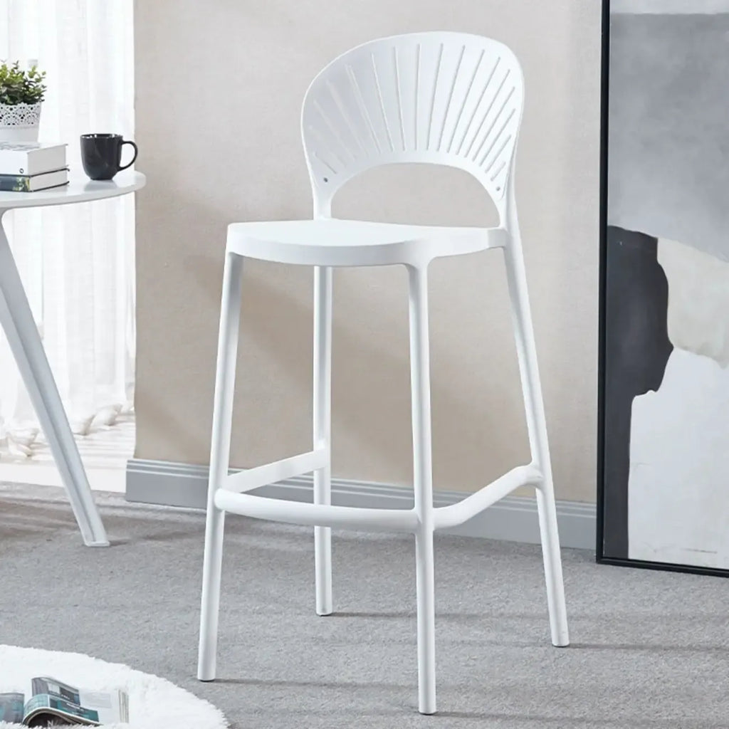 Modern Saddle Plastic Stackable Low Back Bar Height Stools