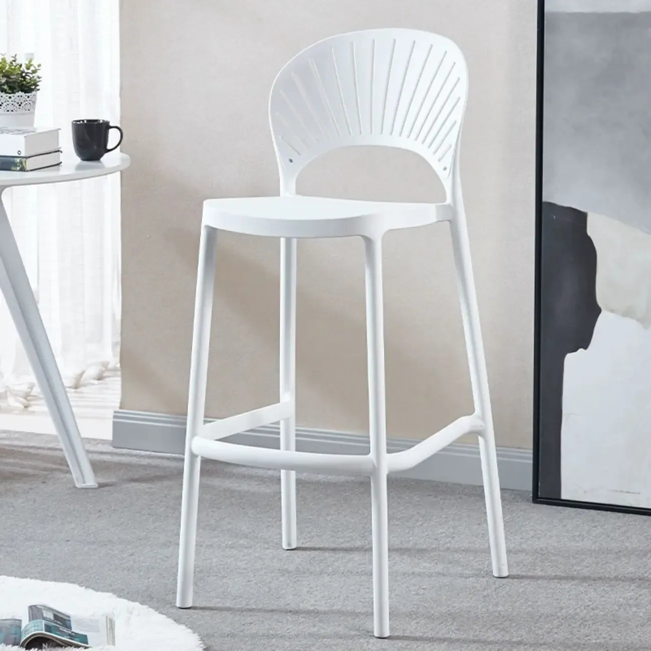 Modern Saddle Plastic Stackable Low Back Bar Height Stools