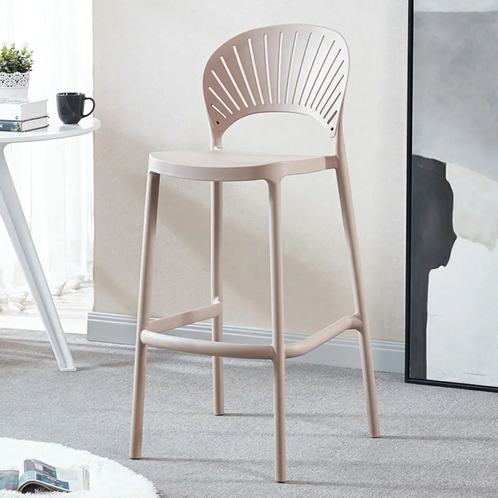 Modern Saddle Plastic Stackable Low Back Bar Height Stools