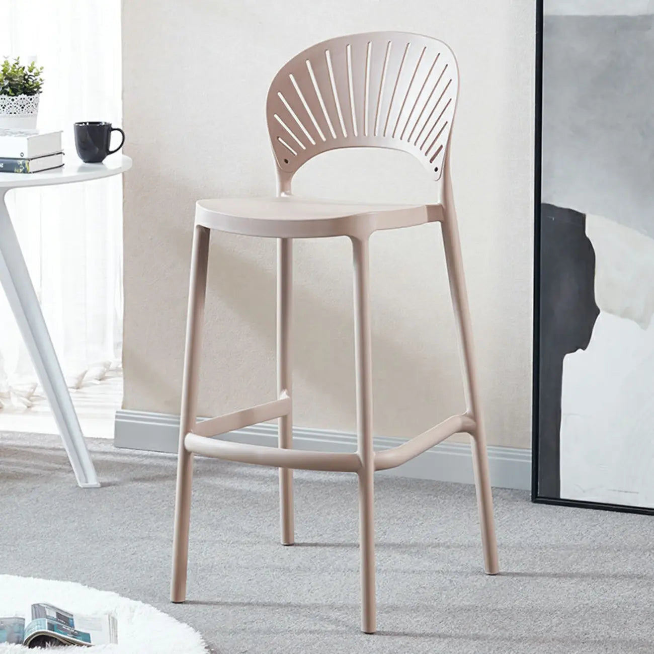 Modern Saddle Plastic Stackable Low Back Bar Height Stools
