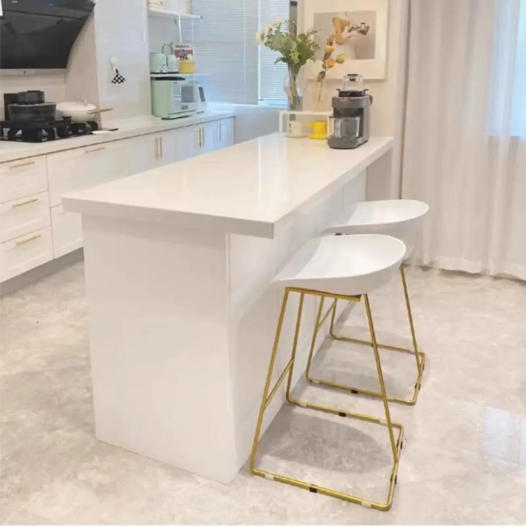 Modern White Faux Marble Wood Storage Bar Tables