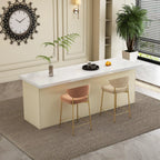 Modern White Faux Marble Wood Storage Bar Tables