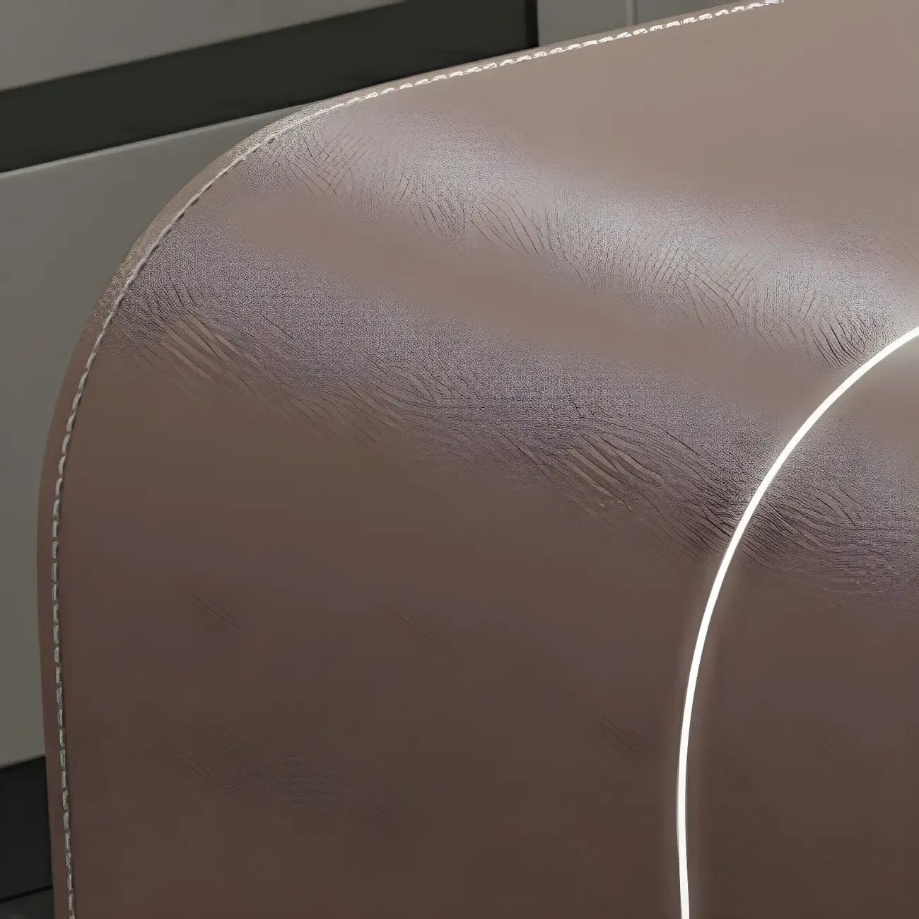 Modern Brown Leather Wooden Curved Bar Tables with 3 Drawers