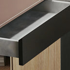 Modern Brown Leather Wooden Curved Bar Tables with 3 Drawers