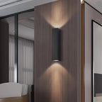 Black Modern Up & Down 2-Light Wall Sconce for Indoor