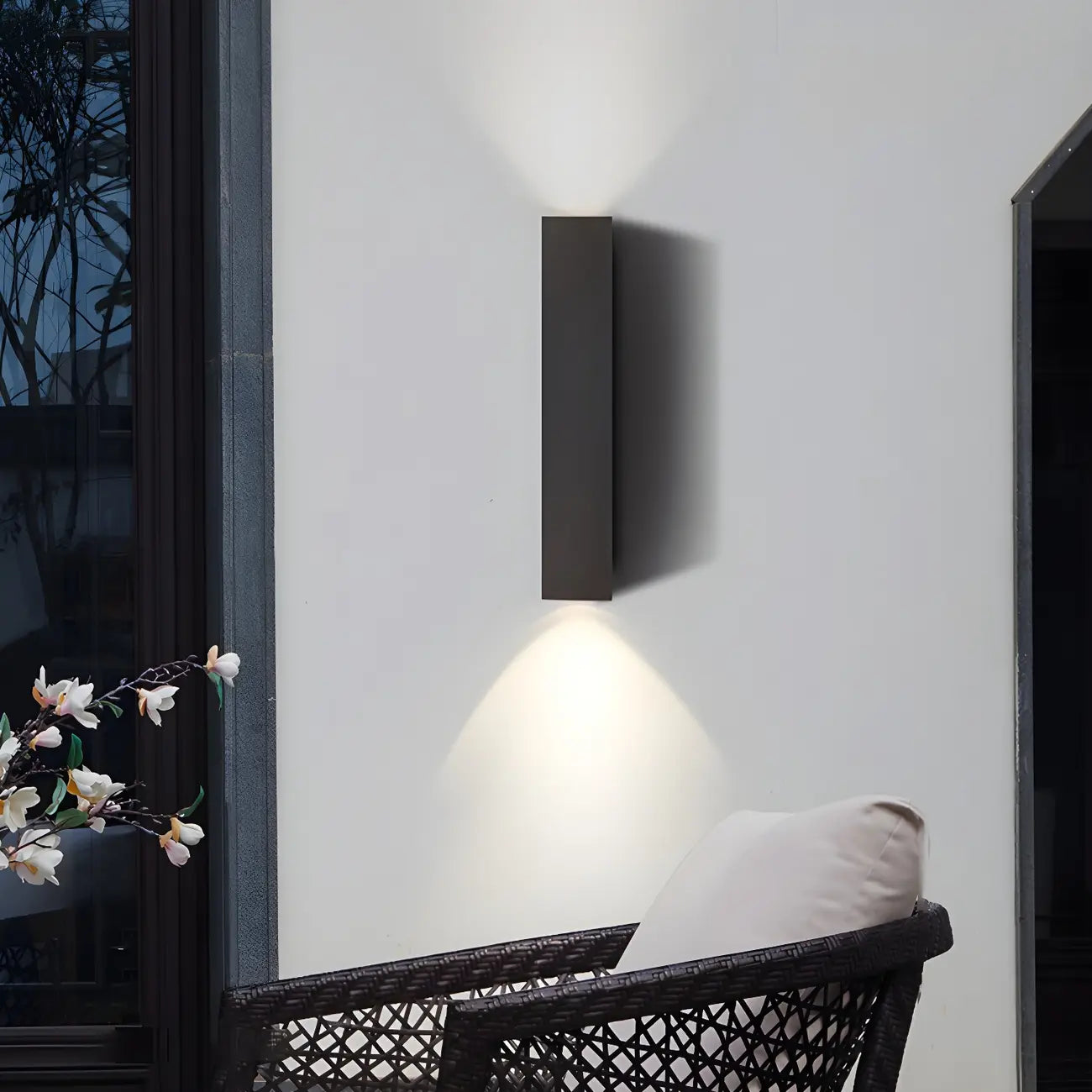 Black Modern Up & Down 2-Light Wall Sconce for Indoor