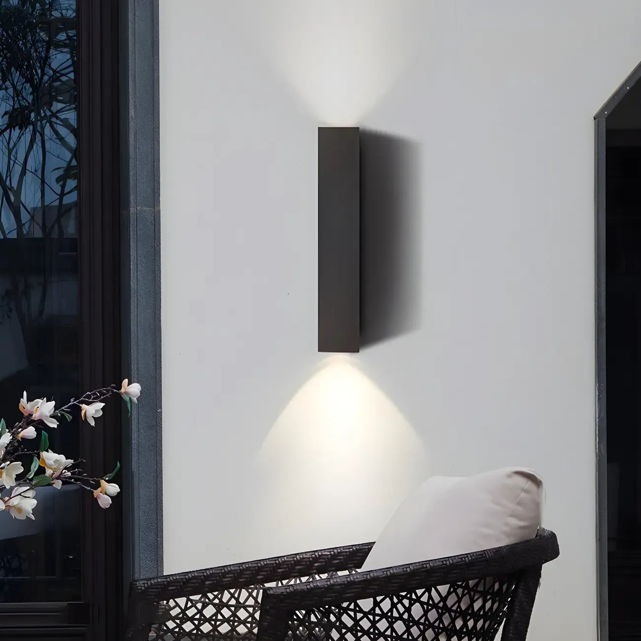 Black Modern Up & Down 2-Light Wall Sconce for Indoor