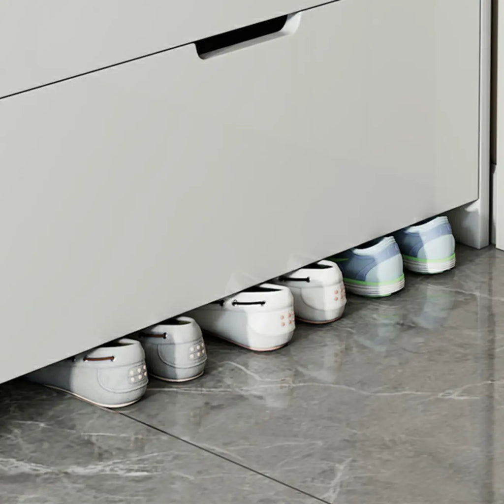 3-Tier White Wood Shoe Cabinet with Drop Front