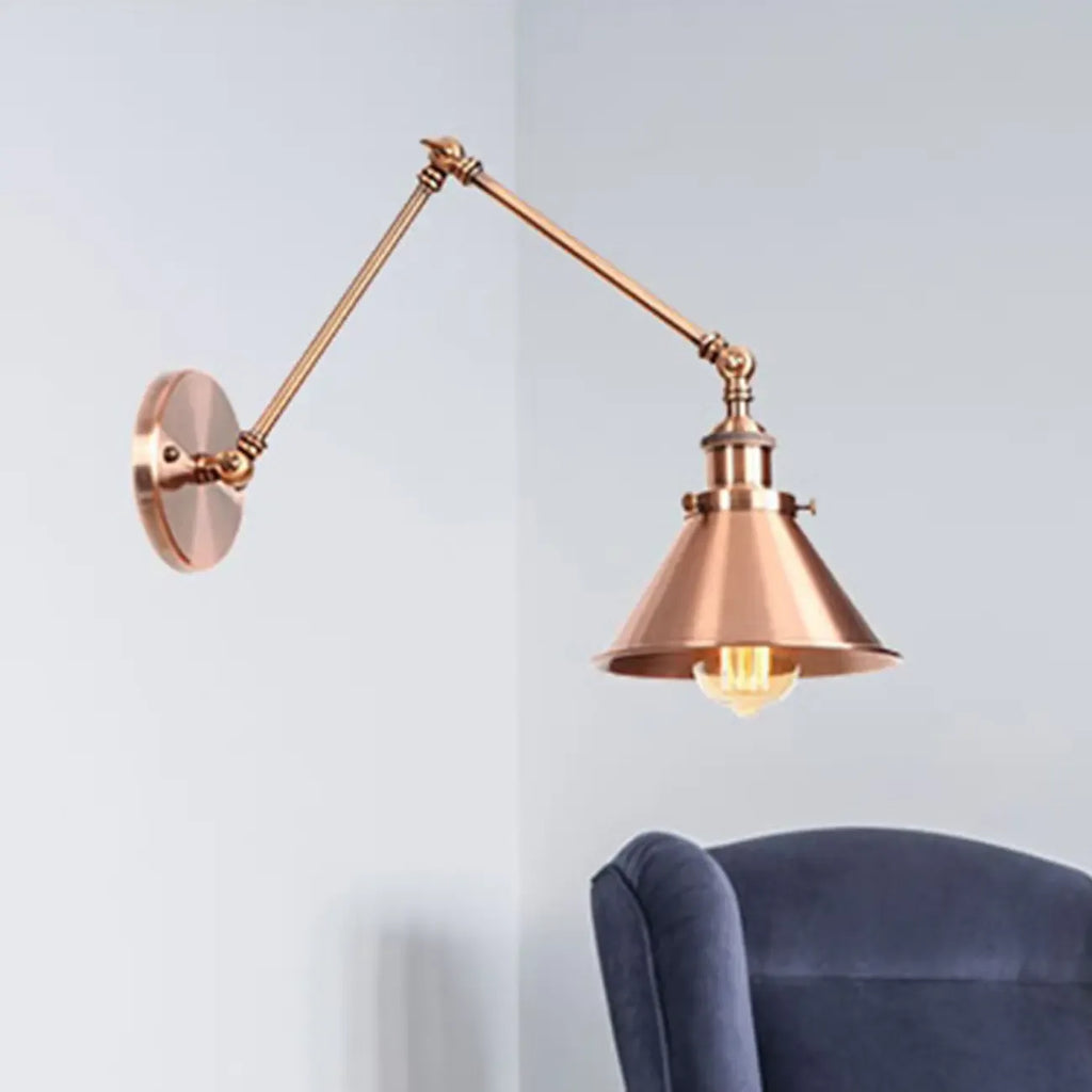16-Inch Swing Arm Retro Metal Adjustable Wall Light