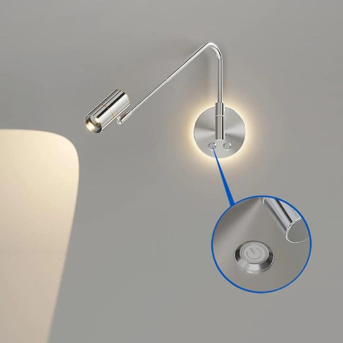 Dimmable Touch Swing Arm Wall Light for Bedside Reading