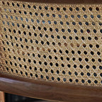 Vintage Wooden Elegance Square Rattan Back High Bar Stool