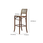 Vintage Wooden Elegance Square Rattan Back High Bar Stool